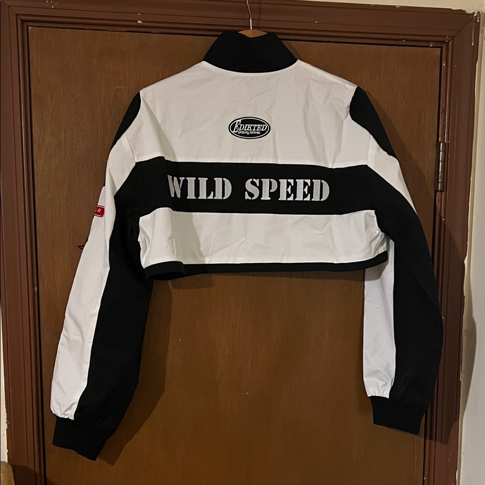 Edikted Black and White Bomber Jacket - Picture 2 of 3